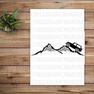 *2 for $20* Jeep Climbing Mountain vinyl decal Sticker Handcrafted